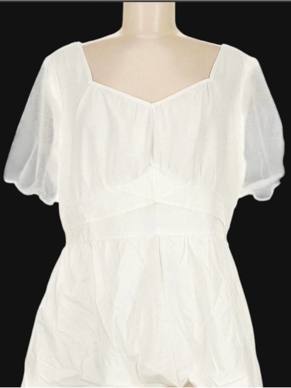 BloomChic White Square Neck Peplum Blouse Sz 10